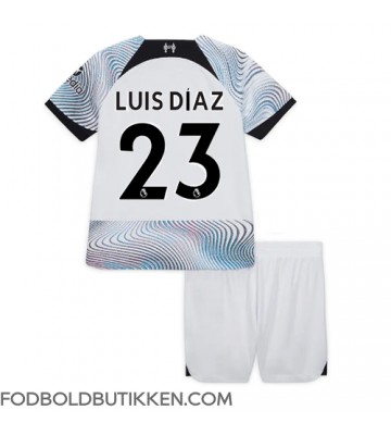 Liverpool Luis Diaz #23 Udebanetrøje Børn 2022-23 Kortærmet (+ Korte bukser)